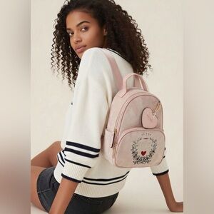 Juicy Couture Blush Pink Mini Heritage Backpack with Embroidered Heart